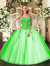  Tulle Sweetheart Sleeveless Lace Up Beading Sweet 16 Dresses in 