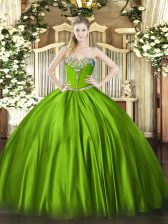 Most Popular Ball Gown Prom Dress Military Ball and Sweet 16 and Quinceanera with Beading Sweetheart Sleeveless Lace Up
