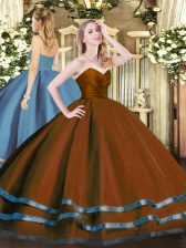  Sweetheart Sleeveless Tulle Quince Ball Gowns Ruffled Layers Zipper