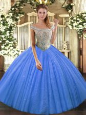 Colorful Off The Shoulder Sleeveless Tulle and Sequined Vestidos de Quinceanera Beading Lace Up