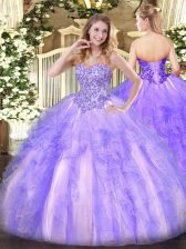 Stylish Sleeveless Appliques and Ruffles Lace Up Quinceanera Dress
