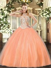 Noble Sweetheart Sleeveless Tulle Quinceanera Dress Beading Lace Up