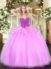 New Arrival Baby Pink Sleeveless Organza Lace Up Ball Gown Prom Dress for Military Ball and Sweet 16 and Quinceanera