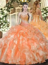  Sleeveless Lace Up Floor Length Beading and Ruffles Vestidos de Quinceanera