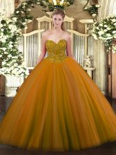  Sweetheart Sleeveless Tulle Quinceanera Gowns Beading Lace Up
