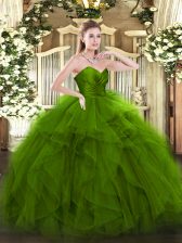  Ruffles 15th Birthday Dress Green Zipper Sleeveless Floor Length