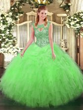 Shining Sleeveless Beading and Ruffles Floor Length Sweet 16 Dress