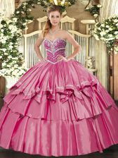 Custom Fit Sleeveless Beading and Ruffled Layers Lace Up Sweet 16 Dresses