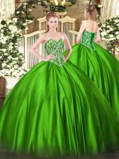 Colorful Floor Length Ball Gowns Sleeveless Green Sweet 16 Dresses Lace Up