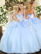 Elegant Light Blue Sleeveless Beading Floor Length Quinceanera Gowns