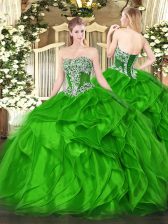 Exquisite Strapless Sleeveless Vestidos de Quinceanera Floor Length Beading and Ruffles Organza