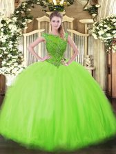 High Quality Sleeveless Floor Length Beading Zipper Sweet 16 Dresses with 