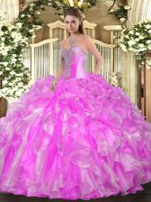  Organza Sleeveless Floor Length Quinceanera Gown and Beading and Ruffles