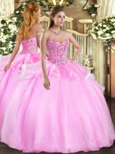 Modern Organza and Tulle Sleeveless Floor Length Sweet 16 Quinceanera Dress and Embroidery