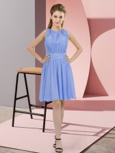 Charming Lavender Empire Sequins Quinceanera Dama Dress Zipper Chiffon Sleeveless Knee Length