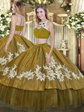  Tulle Sleeveless Floor Length Quinceanera Gown and Beading and Appliques