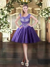 Unique Sleeveless Zipper Mini Length Beading Prom Evening Gown