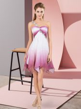  Multi-color Sleeveless Asymmetrical Beading Lace Up Prom Evening Gown