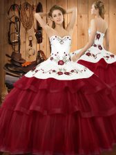 Fashion Wine Red Quinceanera Dresses Sweetheart Sleeveless Sweep Train Lace Up