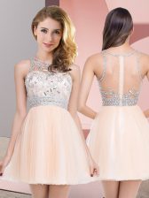 Extravagant Tulle Sleeveless Mini Length Prom Dress and Beading