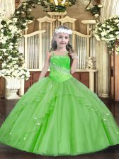 Luxurious Floor Length Ball Gowns Sleeveless Little Girls Pageant Dress Lace Up