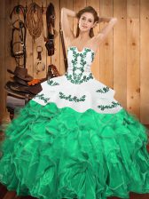 Designer Sleeveless Embroidery and Ruffles Lace Up Sweet 16 Quinceanera Dress