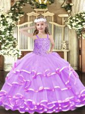 Floor Length Ball Gowns Sleeveless Lilac Little Girl Pageant Gowns Lace Up