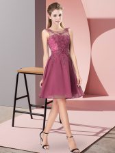 Custom Made Red Sleeveless Knee Length Appliques Zipper Court Dresses for Sweet 16