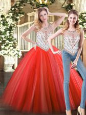  Sleeveless Beading Zipper Sweet 16 Dress