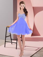 Lovely Sleeveless Lace Up Mini Length Beading Evening Dress