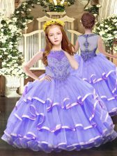 Beading and Ruffled Layers Pageant Gowns Lavender Zipper Sleeveless Floor Length