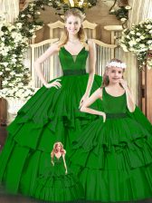 Edgy Sleeveless Zipper Floor Length Beading and Ruffled Layers Quinceanera Dress