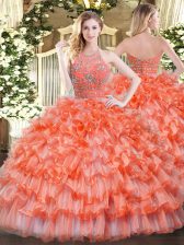  Sleeveless Beading and Ruffled Layers Zipper Sweet 16 Quinceanera Dress