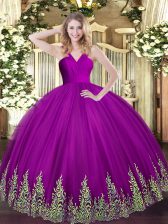 Beauteous Floor Length Fuchsia Quinceanera Dress V-neck Sleeveless Zipper