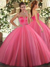 Noble Coral Red Sweetheart Lace Up Beading Quinceanera Dress Sleeveless