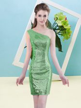 Smart Green Zipper One Shoulder Sequins Homecoming Dress Sequined Sleeveless