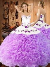 Glittering Lilac Lace Up Sweet 16 Quinceanera Dress Embroidery Sleeveless Floor Length