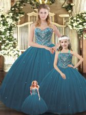  Sweetheart Sleeveless Tulle Sweet 16 Dress Beading Lace Up