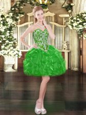 Free and Easy Sleeveless Beading and Ruffles Lace Up Prom Dress