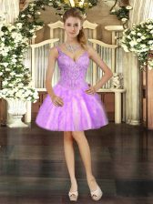 Top Selling Tulle Sleeveless Mini Length Homecoming Dress and Beading and Ruffles