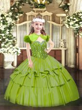 Great Organza Sleeveless Floor Length Pageant Gowns and Beading and Ruffled Layers