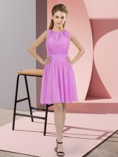 Suitable Lilac Scoop Neckline Sequins Quinceanera Court Dresses Sleeveless Zipper