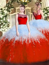  Tulle Sleeveless Floor Length Sweet 16 Dress and Ruffles