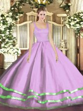 Fantastic Lavender Straps Neckline Ruffled Layers Sweet 16 Dress Sleeveless Zipper
