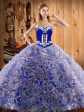  With Train Ball Gowns Sleeveless Multi-color Quinceanera Gown Sweep Train Lace Up