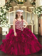  Sleeveless Lace Up Floor Length Beading and Ruffles Pageant Dress for Womens