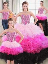Traditional Floor Length Ball Gowns Sleeveless Multi-color Quinceanera Gown Lace Up