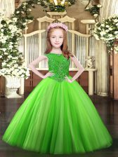  Tulle Scoop Sleeveless Zipper Beading Pageant Dress in 