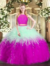 Cheap Scoop Sleeveless Zipper Sweet 16 Dress Multi-color Tulle