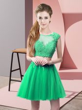 Fancy Turquoise Evening Dress Prom and Party with Appliques Scoop Sleeveless Zipper